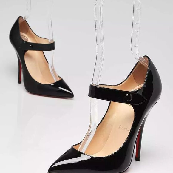 Christian Louboutin Black Patent Leather Neo Pensee 10 Pumps 400-050825 - Picture 1 of 4